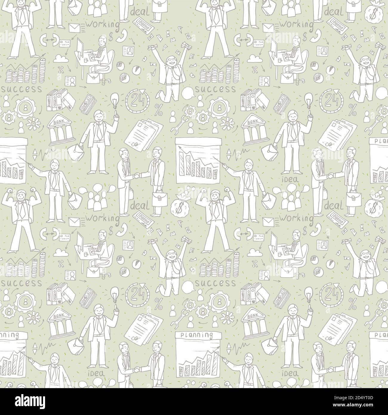 Business People seamless Doodles. Hand drawn Vector pattern Stock Vector