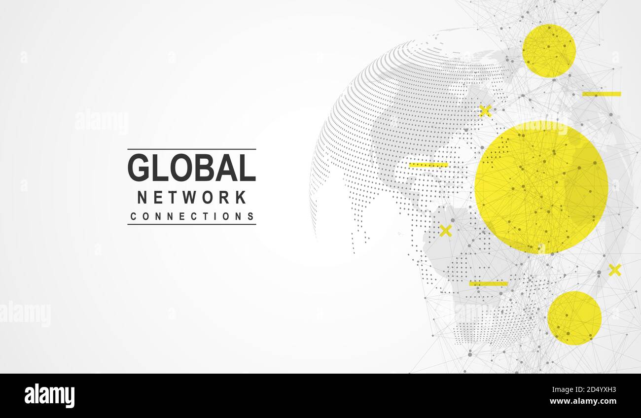 Global network connection. World map point and line composition concept of global business. Internet technology. Social network. Vector Illustration Stock Vector