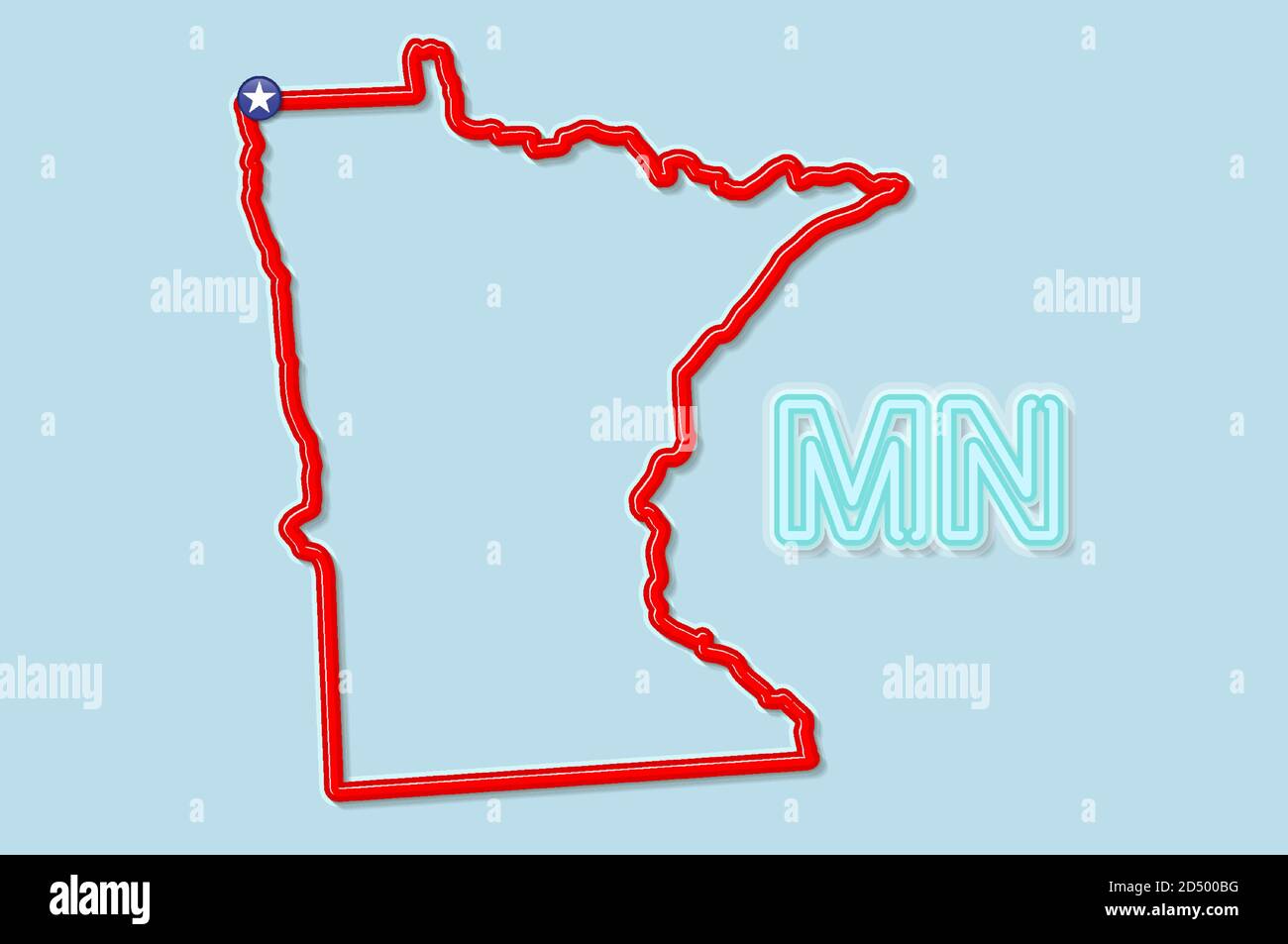 Minnesota US state bold outline map. Vector illustration Stock Vector
