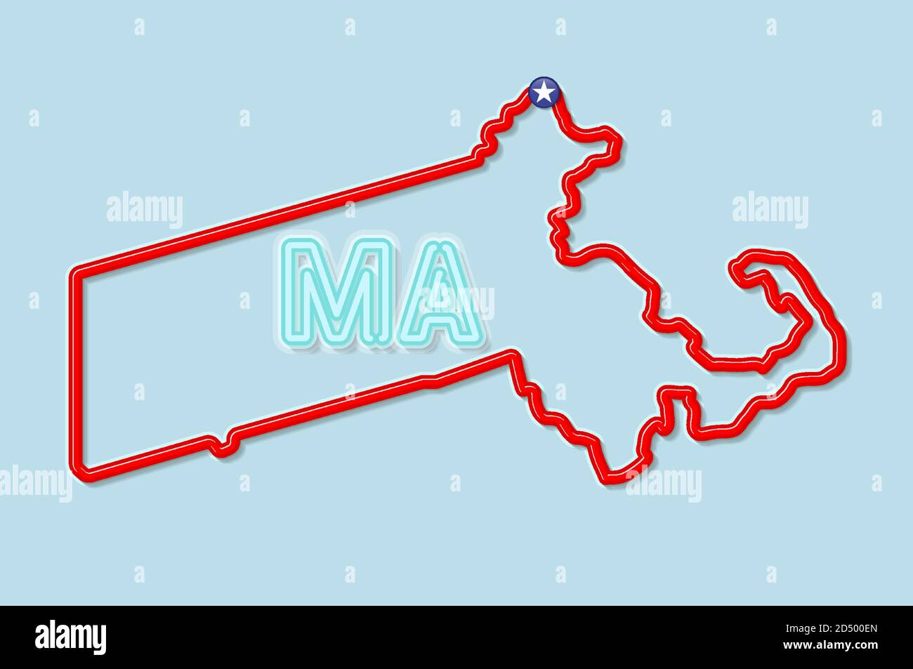 Massachusetts US state bold outline map. Vector illustration Stock ...