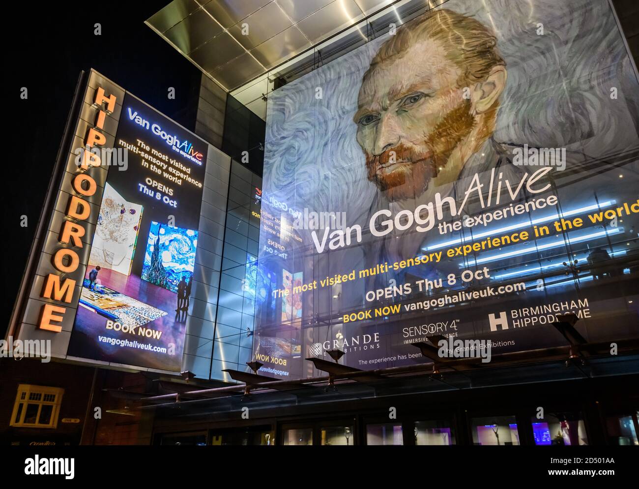 Birmingham, England, UK. 7th October 2020. A visitor at the preview of Van Gogh Alive at The Birmingham Hippodrome theatre in Birmingham, England, UK. The Birmingham Hippodrome is hosting the UK premiere of Van Gogh Alive, a multi-sensory arts and entertainment experience. This is the first time the theatre has reopened to the public since lockdown began in March. The stage and auditorium have been converted into a huge gallery space to house the exhibition. Stock Photo