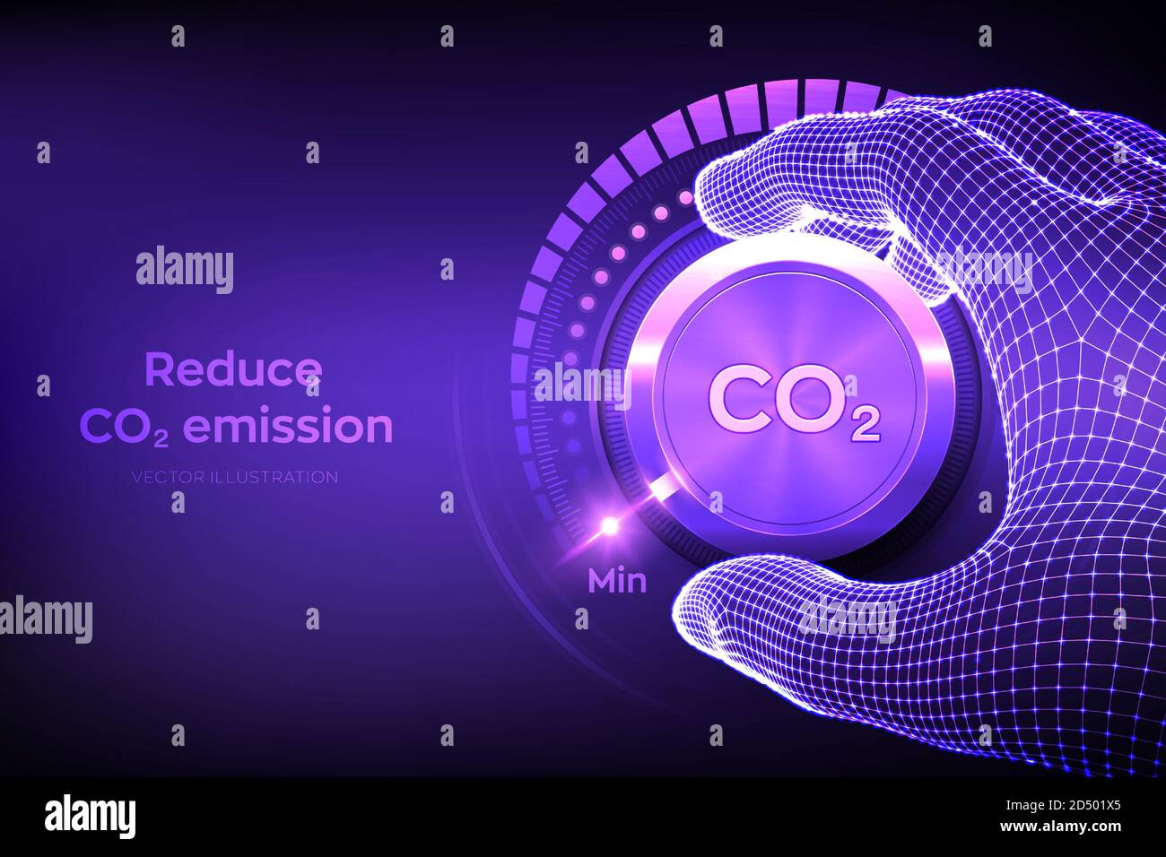Carbon dioxide emissions control concept. Reduce CO2 level. Wireframe
