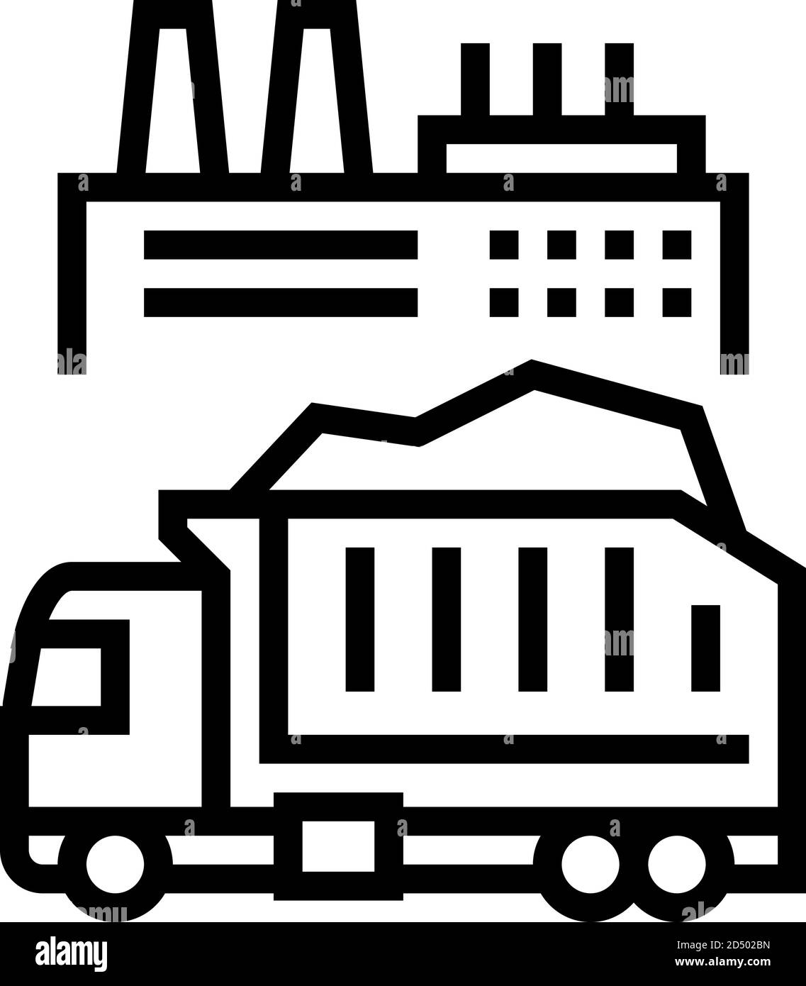 garbage truck and plant line icon vector illustration Stock Vector ...
