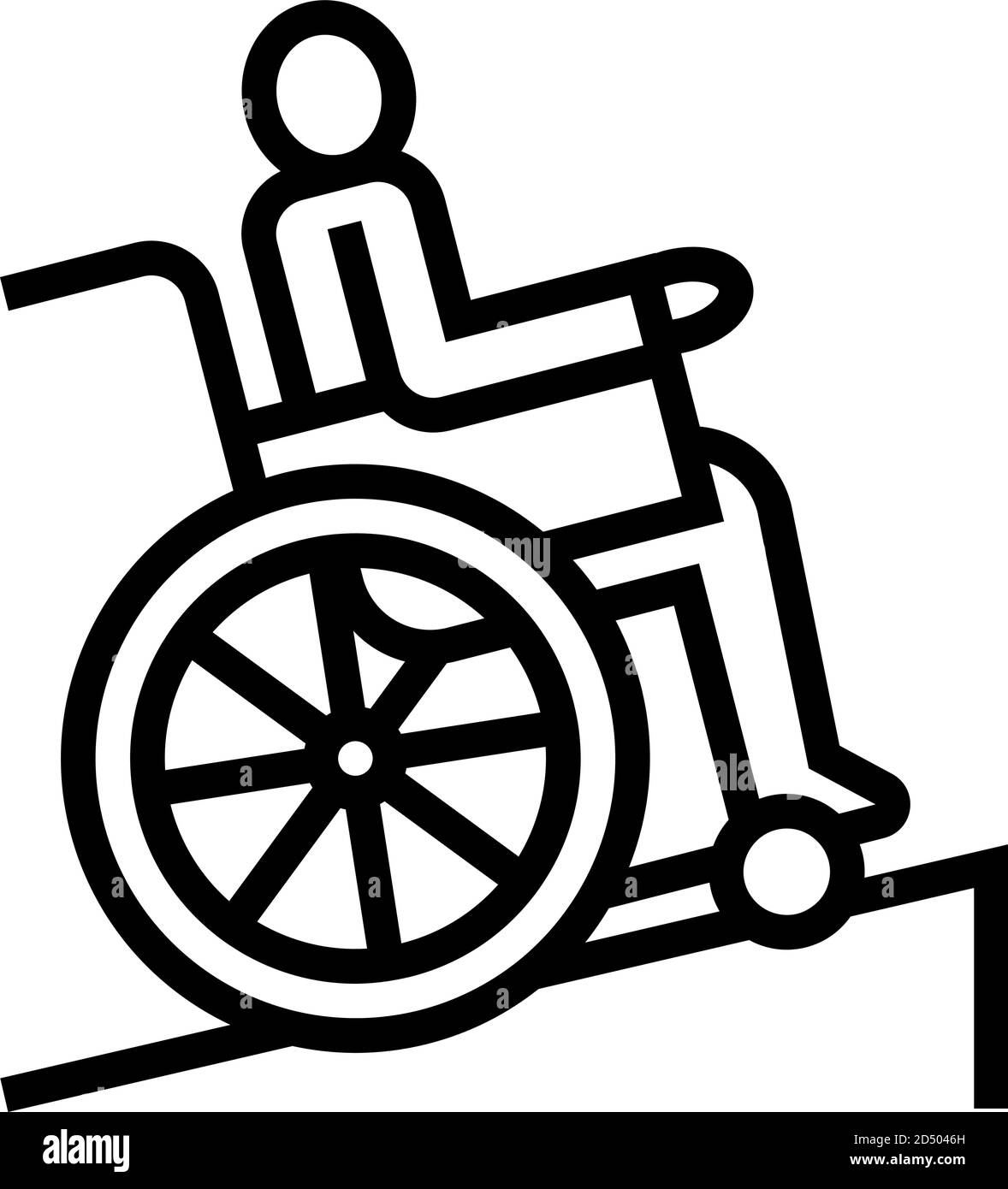 disabled in wheelchair riding line icon vector illustration Stock Vector