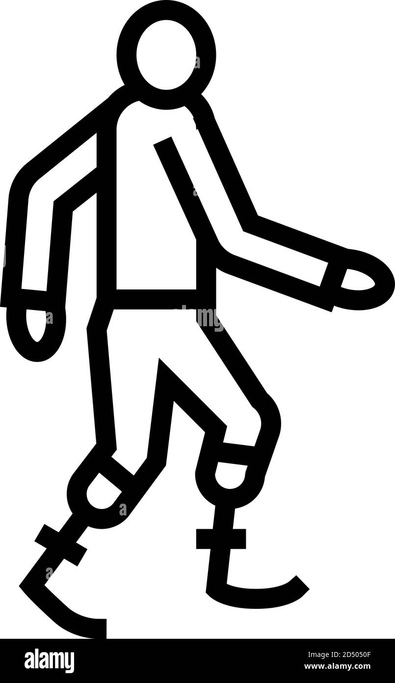 human with legs prosthesis line icon vector illustration Stock Vector