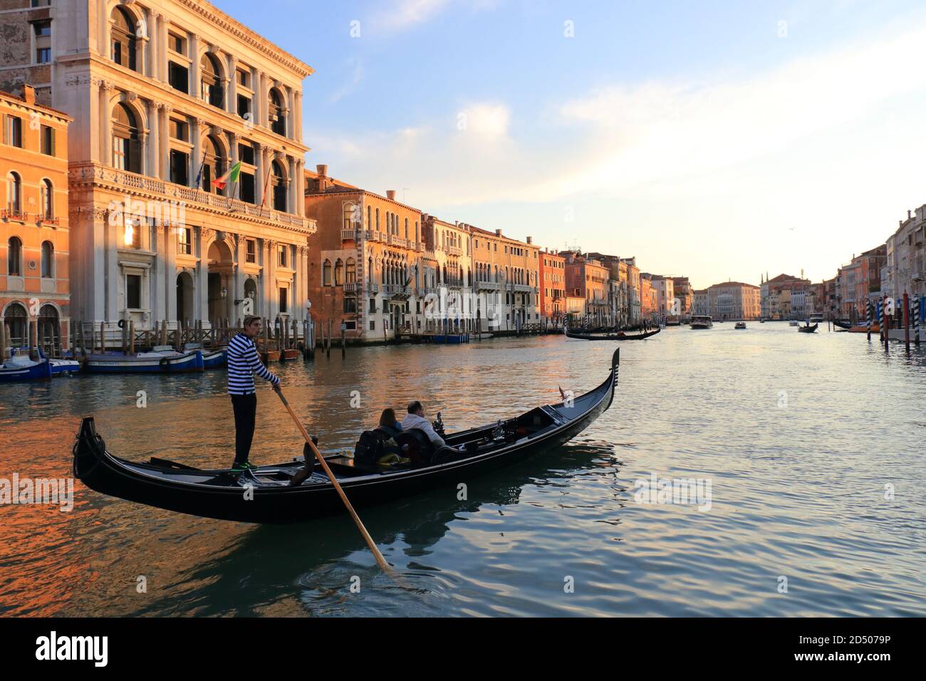 Gondola On The Grand Canal At Sunset, Venice, Italy Stock Photo - Alamy