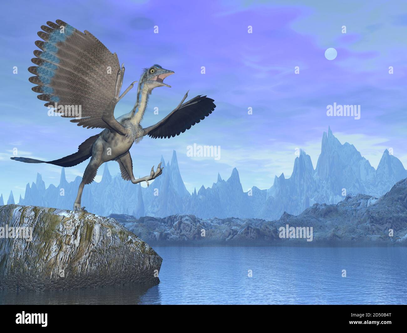 Archaeopteryx prehistoric bird dinosaur - 3D render Stock Photo - Alamy