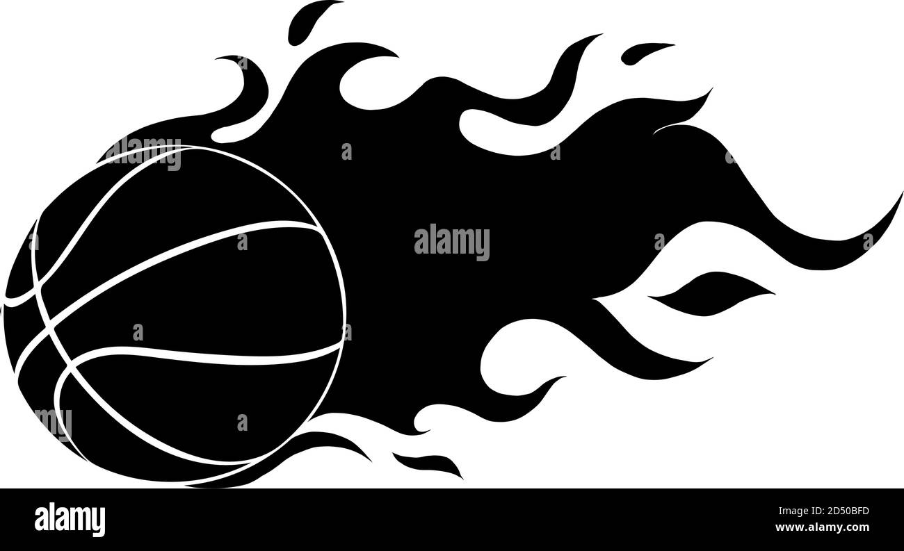 black silhouette Basketball balls with flames. On a white background vector Stock Vector