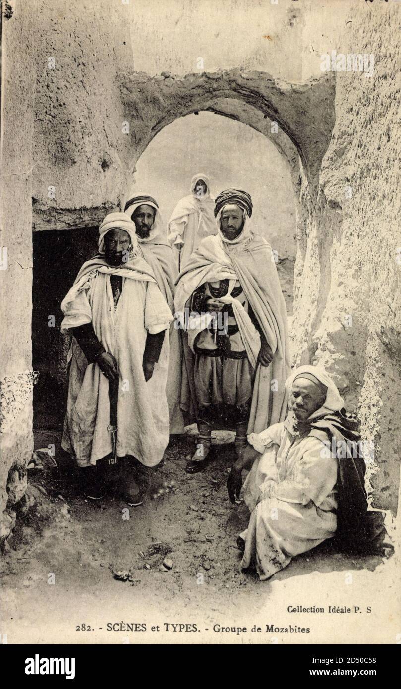 Scenes et Types, Groupe de Mozabites, Algerien, Sahara | usage ...