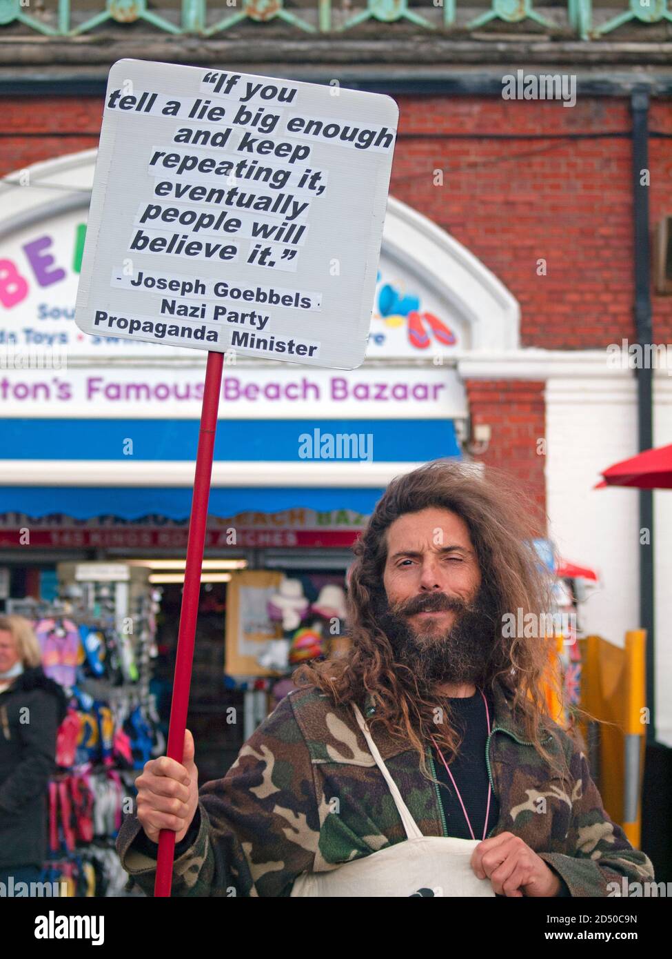 A protest in Brighton by people opposed to the lockdown measures around Corona Stock Photo