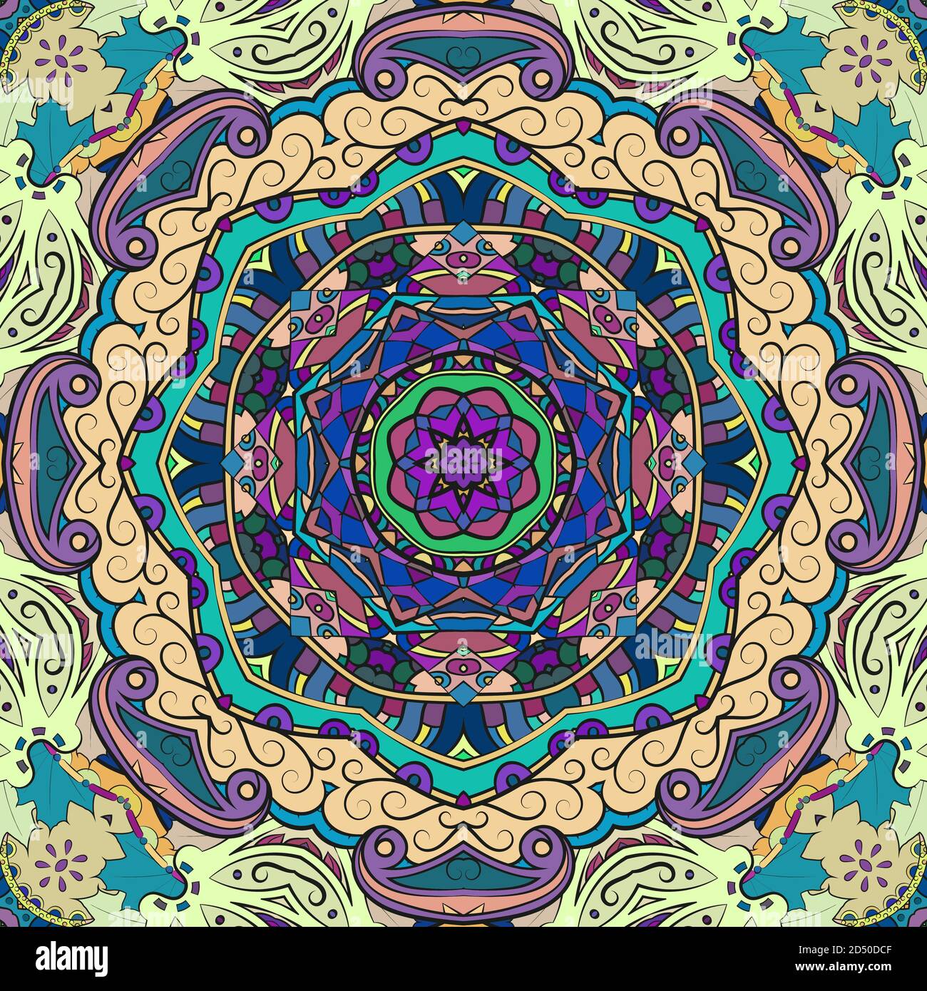 Seamless tracery tile mehndi design Stock Vector