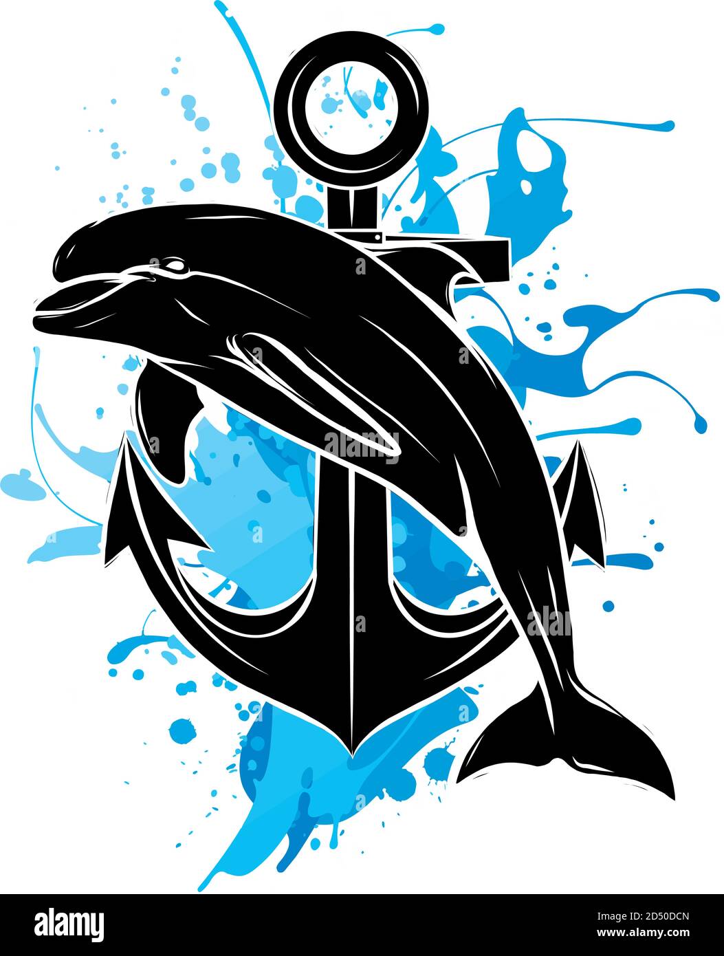Black Silhouette Dolphin In Water Splash Watercolor Vector Element Stock Vector Image Art Alamy
