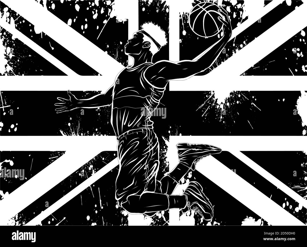 black silhouette basketball and country flags vector illustration art Stock Vector