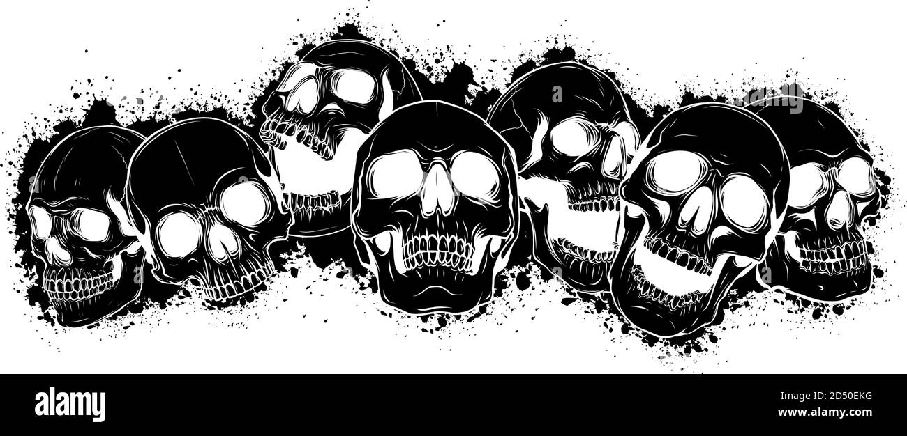 Black silhouette of skull and bones Royalty Free Vector