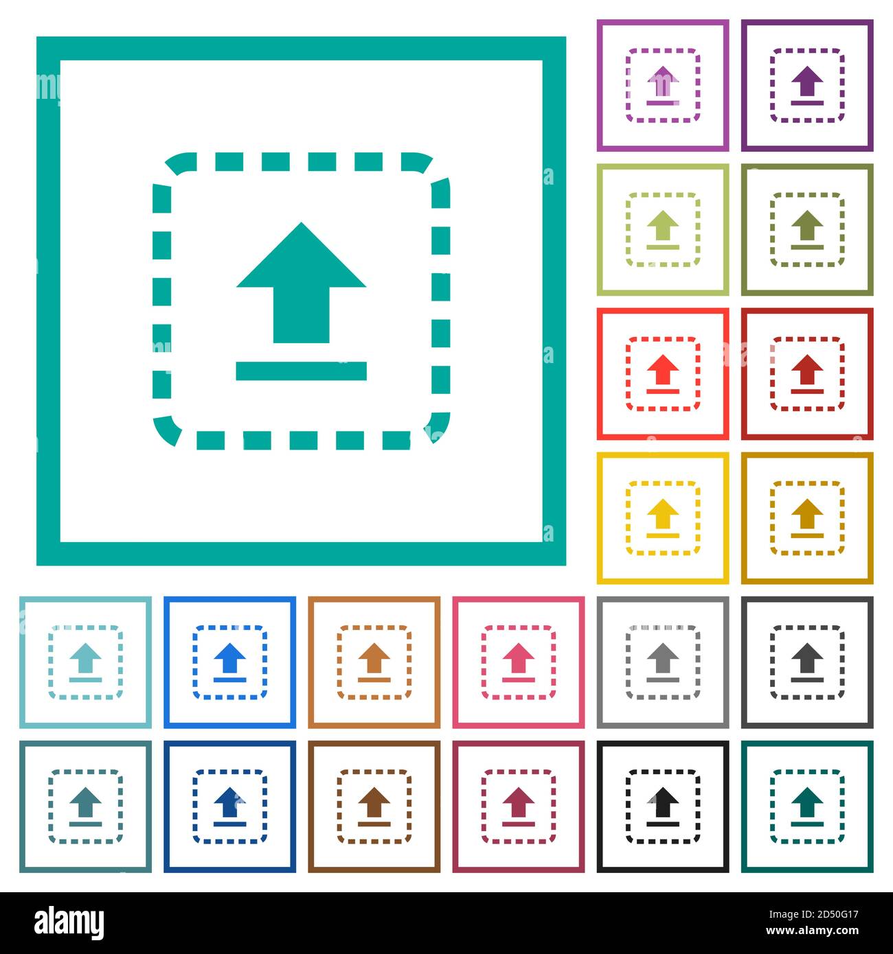 Drag to upload flat color icons with quadrant frames on white ...