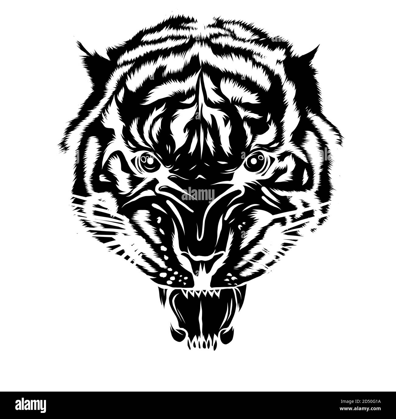 black silhouette Tiger tattoo. Vector illustration of a tiger head. Tiger  anger Stock Vector Image & Art - Alamy