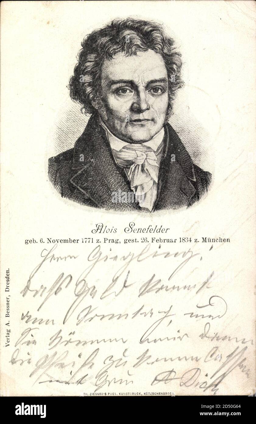 Alois Senefelder, Erfinder der graphie, Geb. 6 November 1771 in Prag | usage worldwide Stock Photo