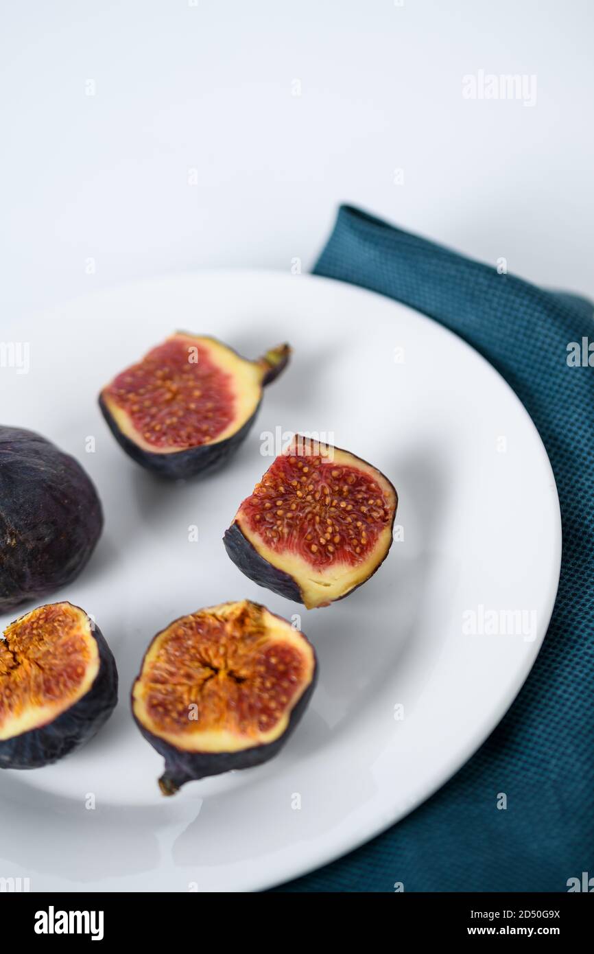 Figs on a white plate Stock Photo