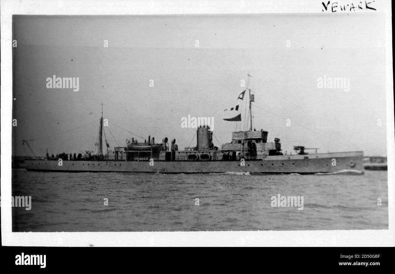 Britisches Kriegsschiff, USS Newark, Royal Navy, 1928 | usage worldwide Stock Photo