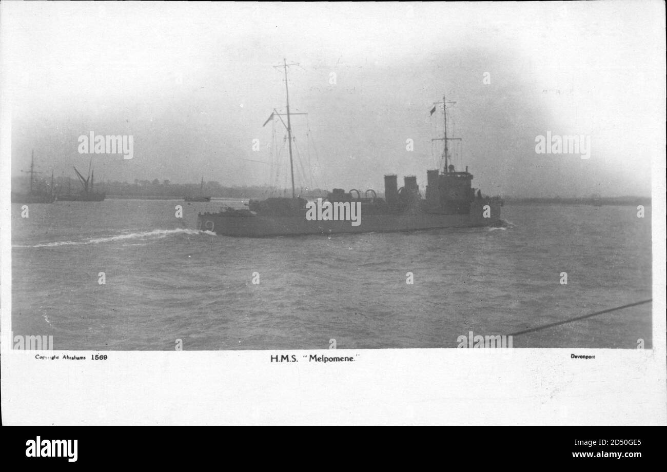 Britisches Kriegsschiff, HMS Melpomene, Royal Navy | usage worldwide Stock Photo