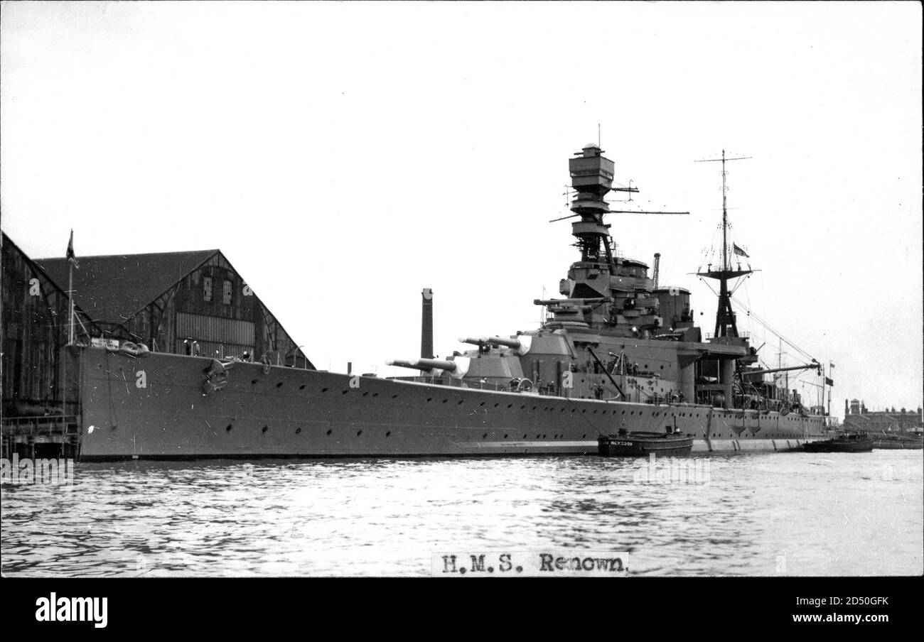 Britisches Kriegsschiff, H.M.S. Renown, 9 65732, 1934 usage worldwide