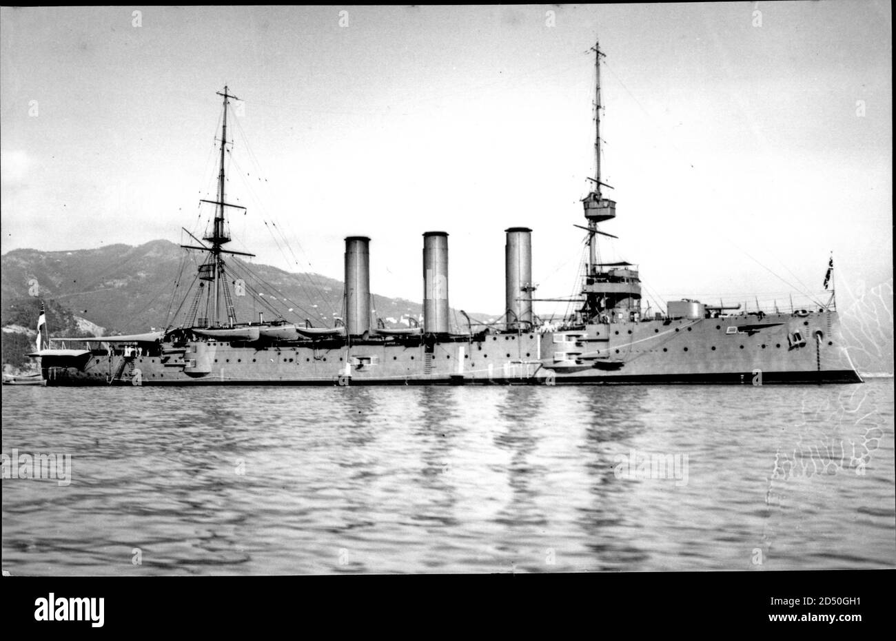 Britisches Kriegsschiff, HMS Suffolk, 1908 usage worldwide Stock