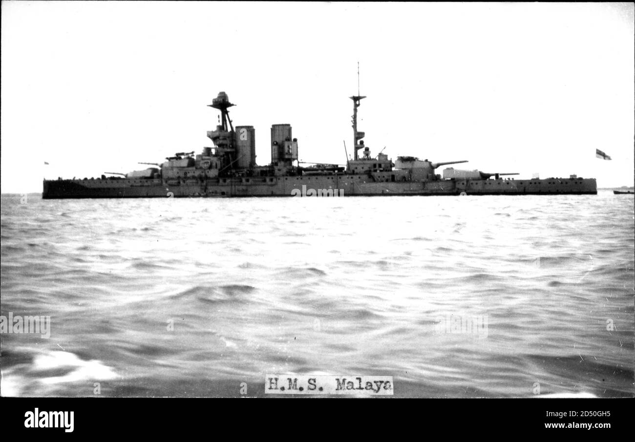 Britisches Kriegsschiff, H.M.S. Malaya, SP 1557, 1919 usage worldwide