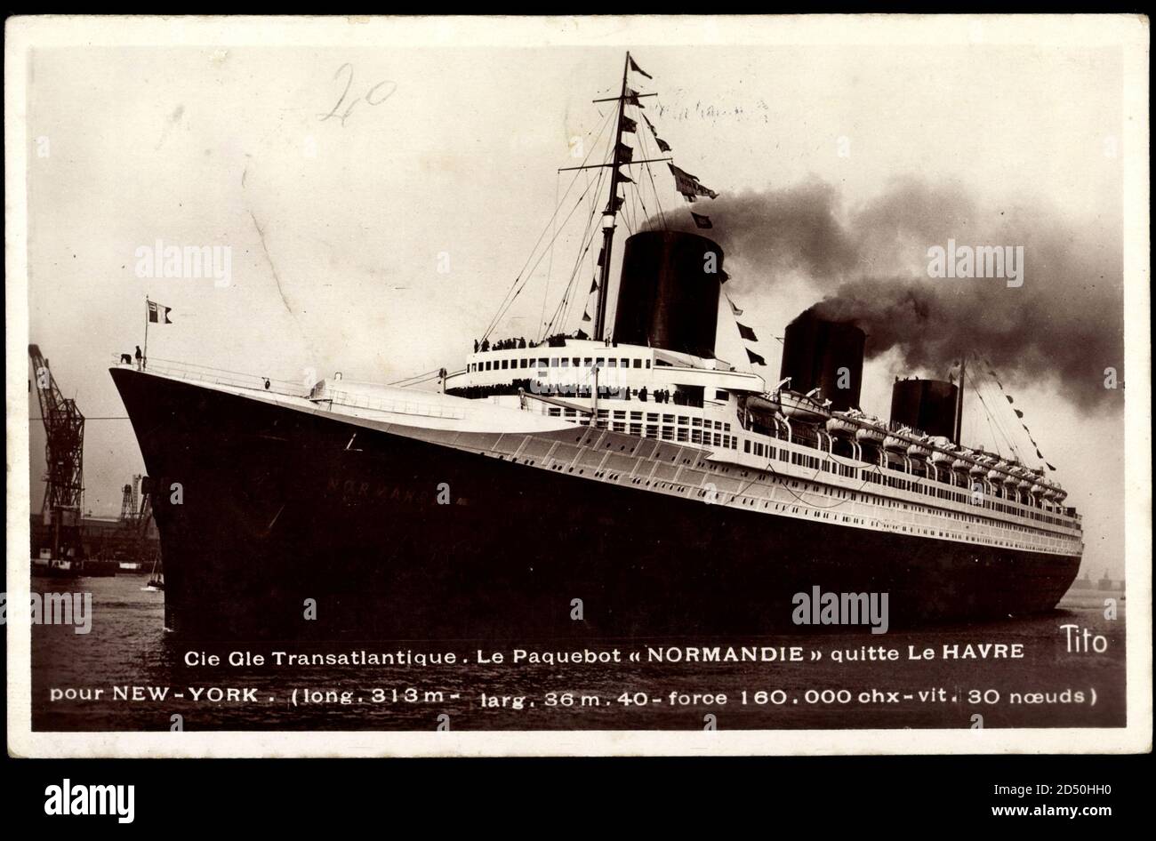 Paquebot Normandie, CGT, French Line, Dampfschiff | usage worldwide Stock Photo