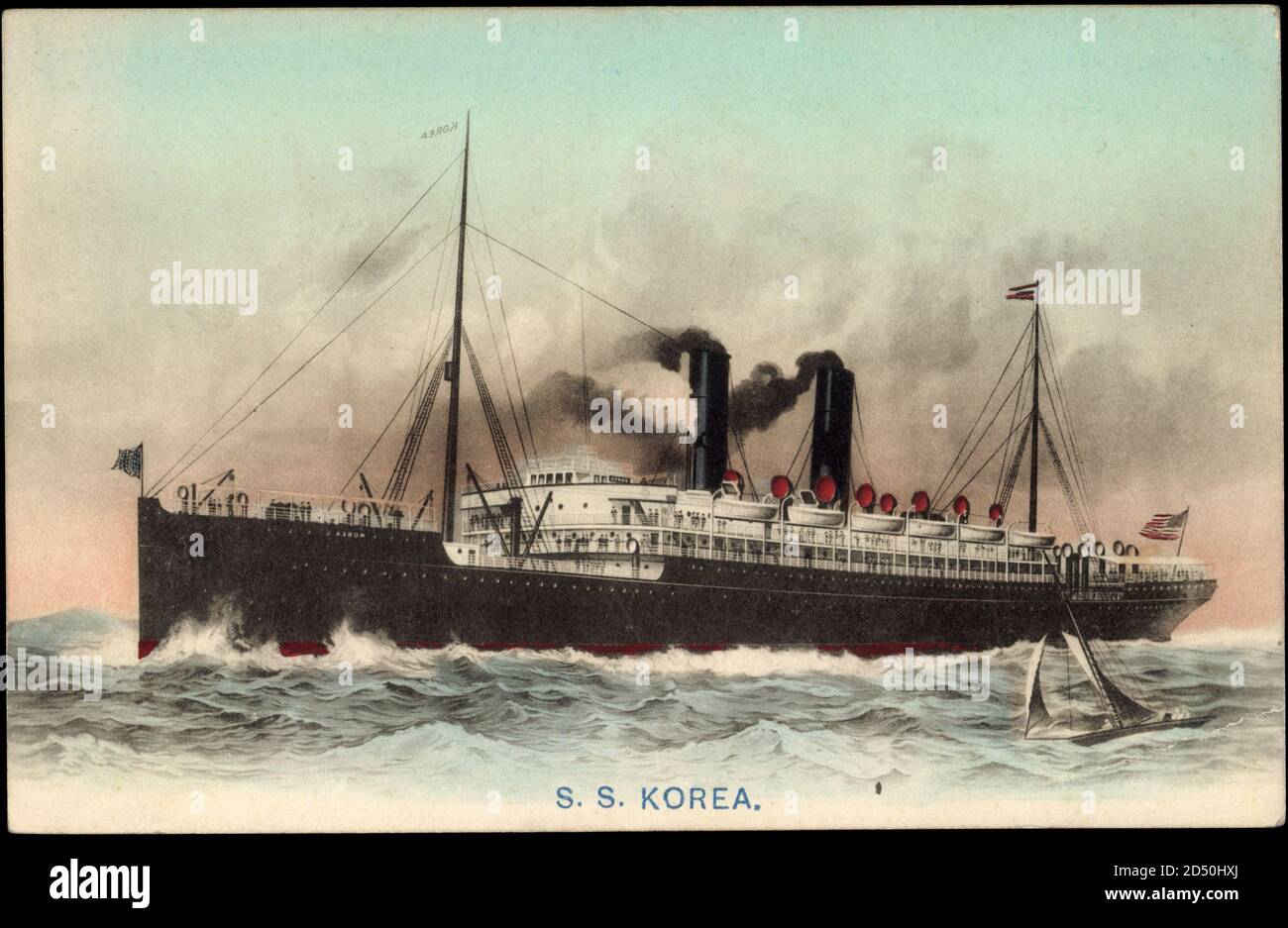 Dampfer S.S. Korea, Pacific Mail Steamship | usage worldwide Stock Photo