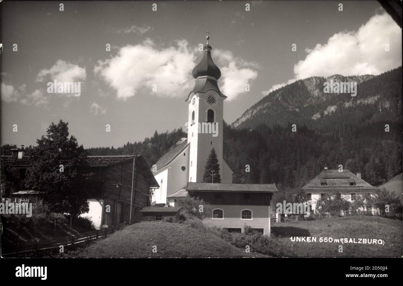 Unken Salzburg, Kirchansicht, Umgebung, Gebirge | usage worldwide Stock Photo