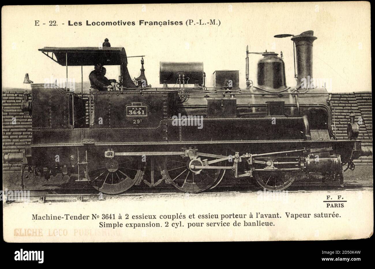 Locomotives Francaises, P.L.M,Machine Tender No 3641 | usage worldwide Stock Photo