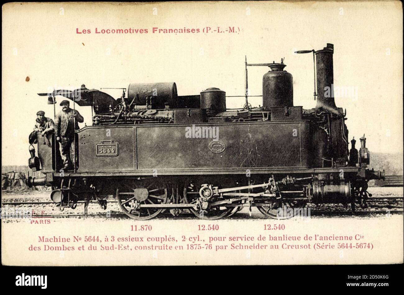 Locomotives Francaises, P.L.M, Machine No 5644 | usage worldwide Stock Photo