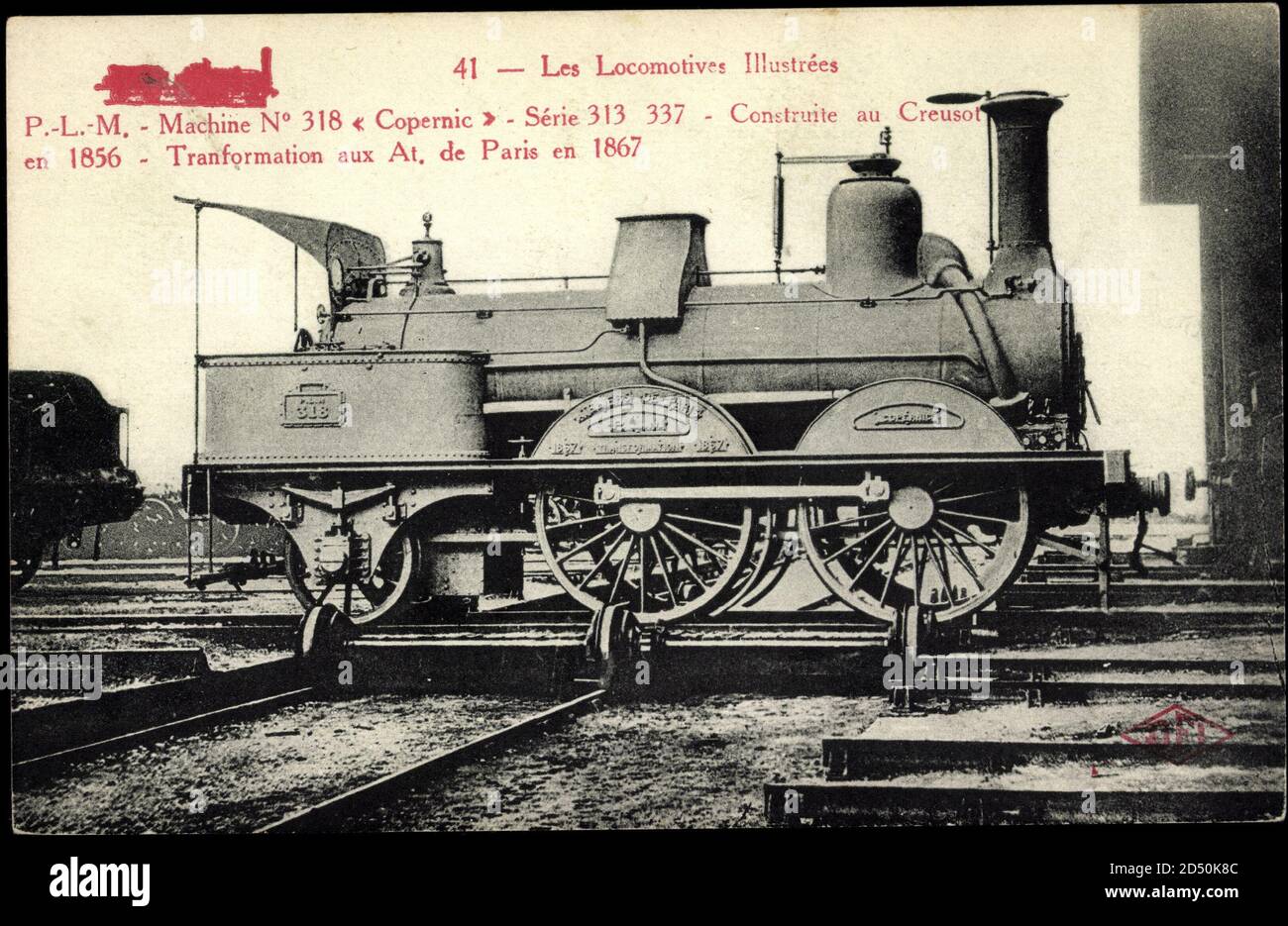 Locomotives Francaises, P.L.M, Machine No 318 | usage worldwide Stock Photo