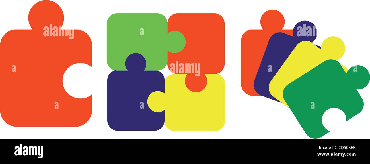 colorful puzzles in different positions Stock Vector