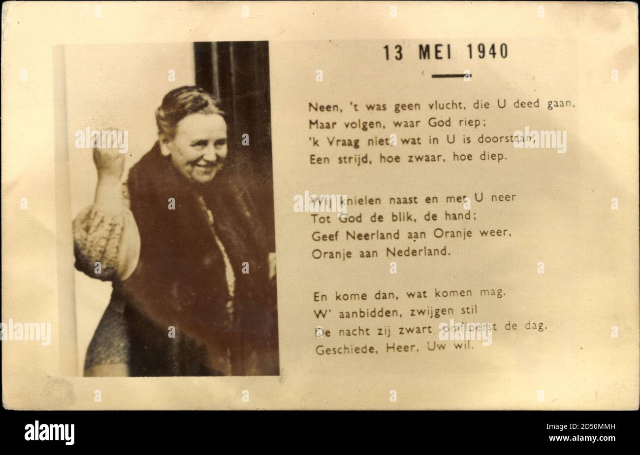 Foto Gedicht Königin Wilhelmina der Niederlande, 13 Mai 1940 | usage ...