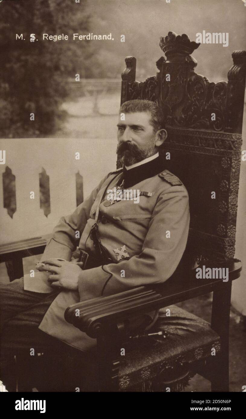 M.S. Regele Ferdinand I., von Hohenzollern Sigmaringen, König von Rumänien | usage worldwide Stock Photo