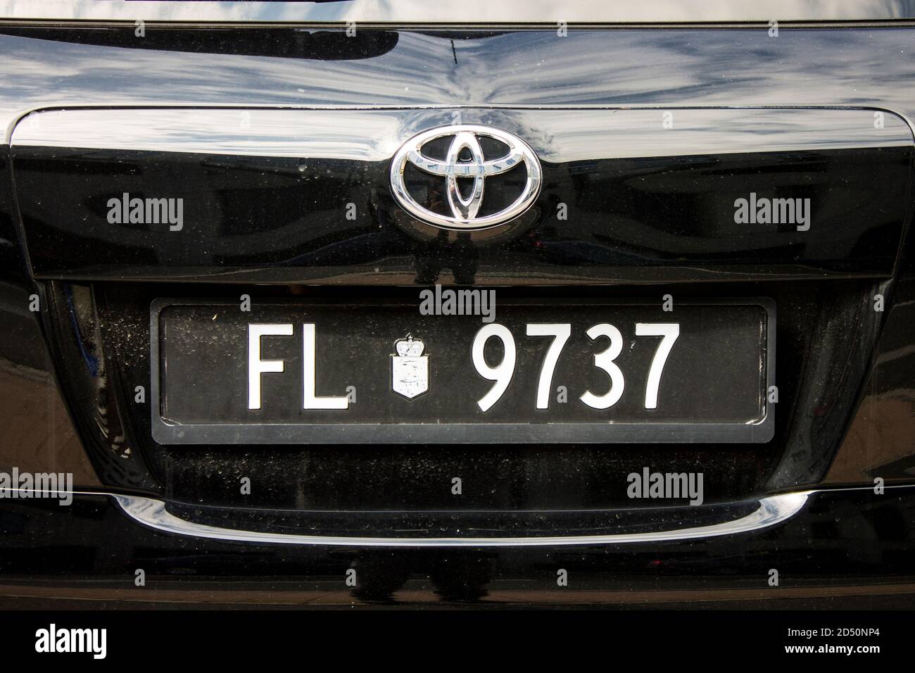 Vaduz, Liechtenstein. Car plate of the Principate of Liechtenstein of a