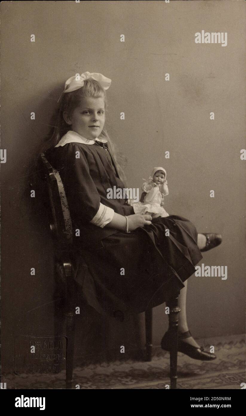 Puppenkleidung Set - 2 Teile Mit Kleid & Haarschleife