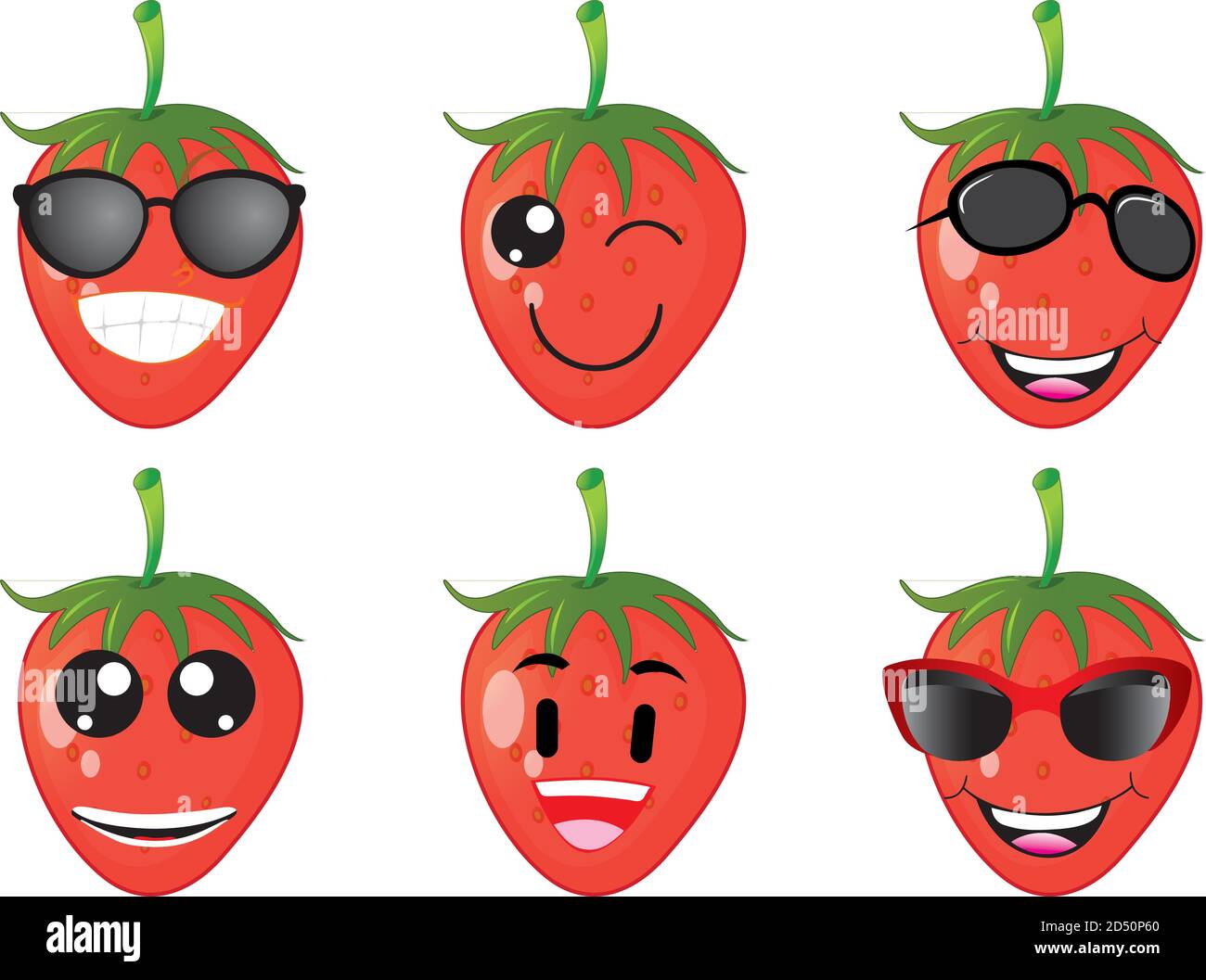 Vector set of cartoon character with many expressions. Strawberry Stock ...