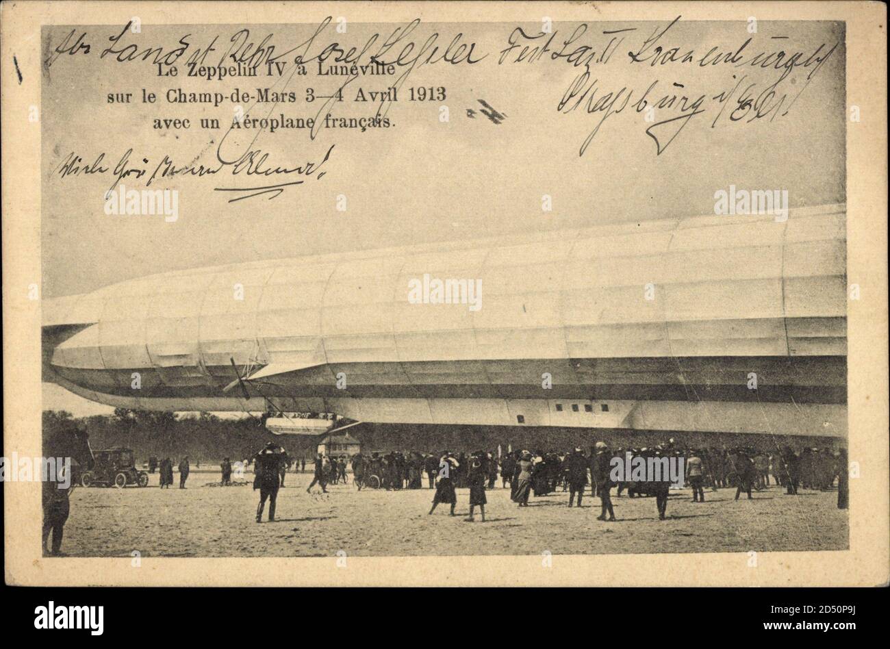Le Zeppelin IV a Luneville sur le Champ de Mars, 4 Avril 1913 | usage worldwide Stock Photo