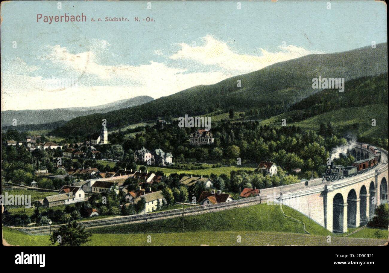 Payerbach an der Südbahn Niederösterreich, Stadtansicht, Eisenbahn | usage worldwide Stock Photo