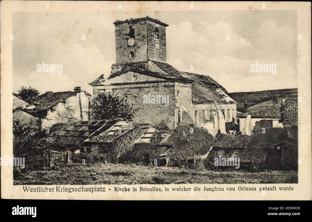 Brieulles sur Meuse, Westlicher Kriegsschauplatz, Kirche in Trümmern