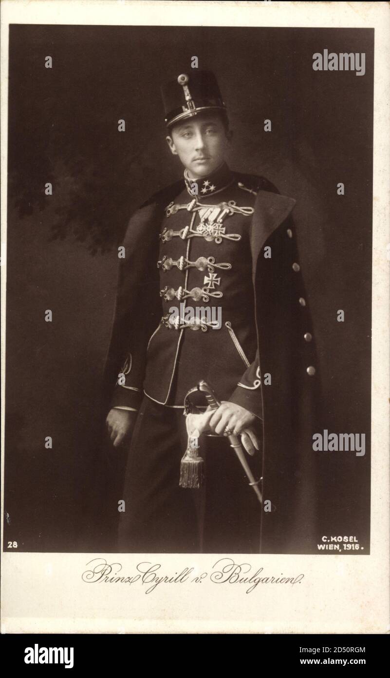 Prinz Kyrill von Bulgarien, Bulgarischer Prinzregent, Husarenuniform, Säbel | usage worldwide Stock Photo