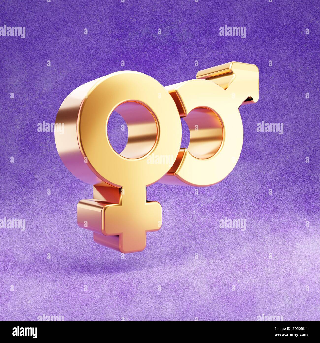 Mars and Venus icon. Gold glossy Mars and Venus symbol isolated on