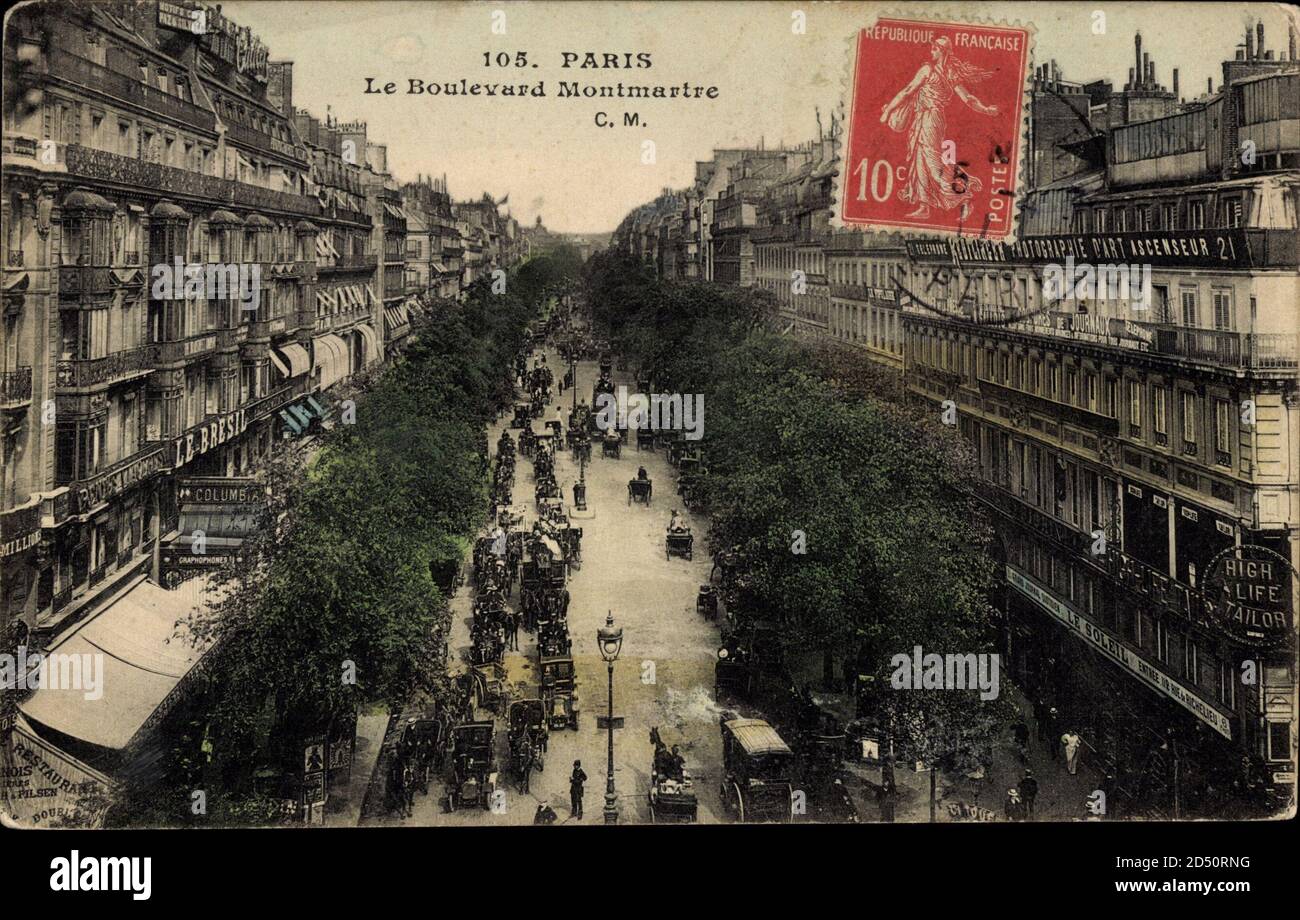 Paris, Le Boulevard Montmartre, Blick auf den Boulevard usage