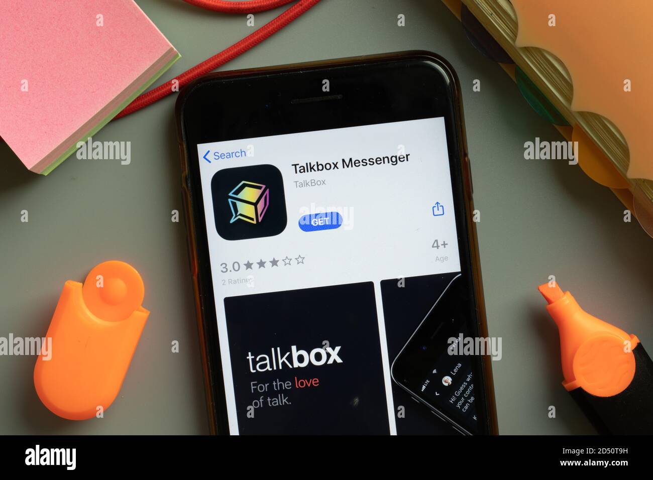 Talkbox Phone New York, USA - 29 September 2020: Talkbox Messenger mobile app logo on ...