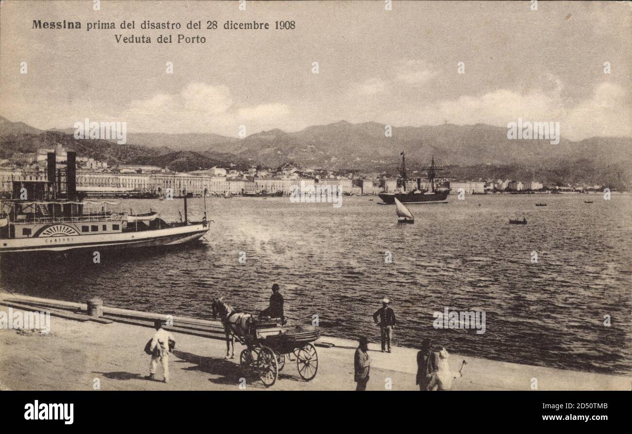 Messina Sicilia, Veduta del Porto, Dampfer Cabiddi | usage worldwide Stock Photo