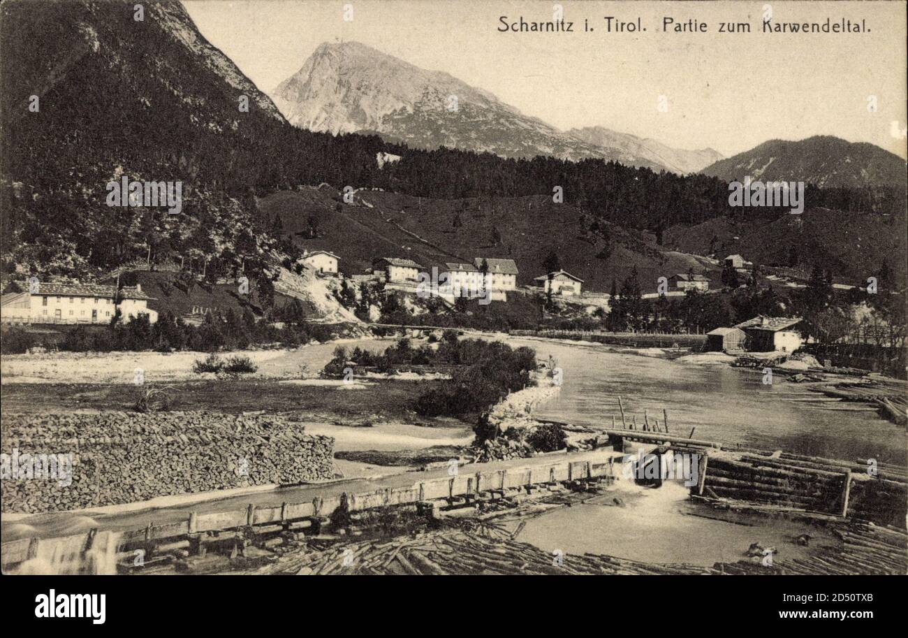 Scharnitz in Tirol, Partie zum Karwendeltal, Panorama | usage worldwide Stock Photo