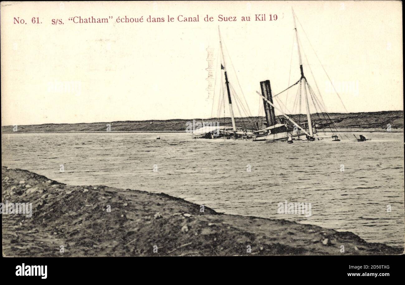 S.S. Chatham échoué dans le Canal de Suez au Kil 19 | usage worldwide Stock Photo