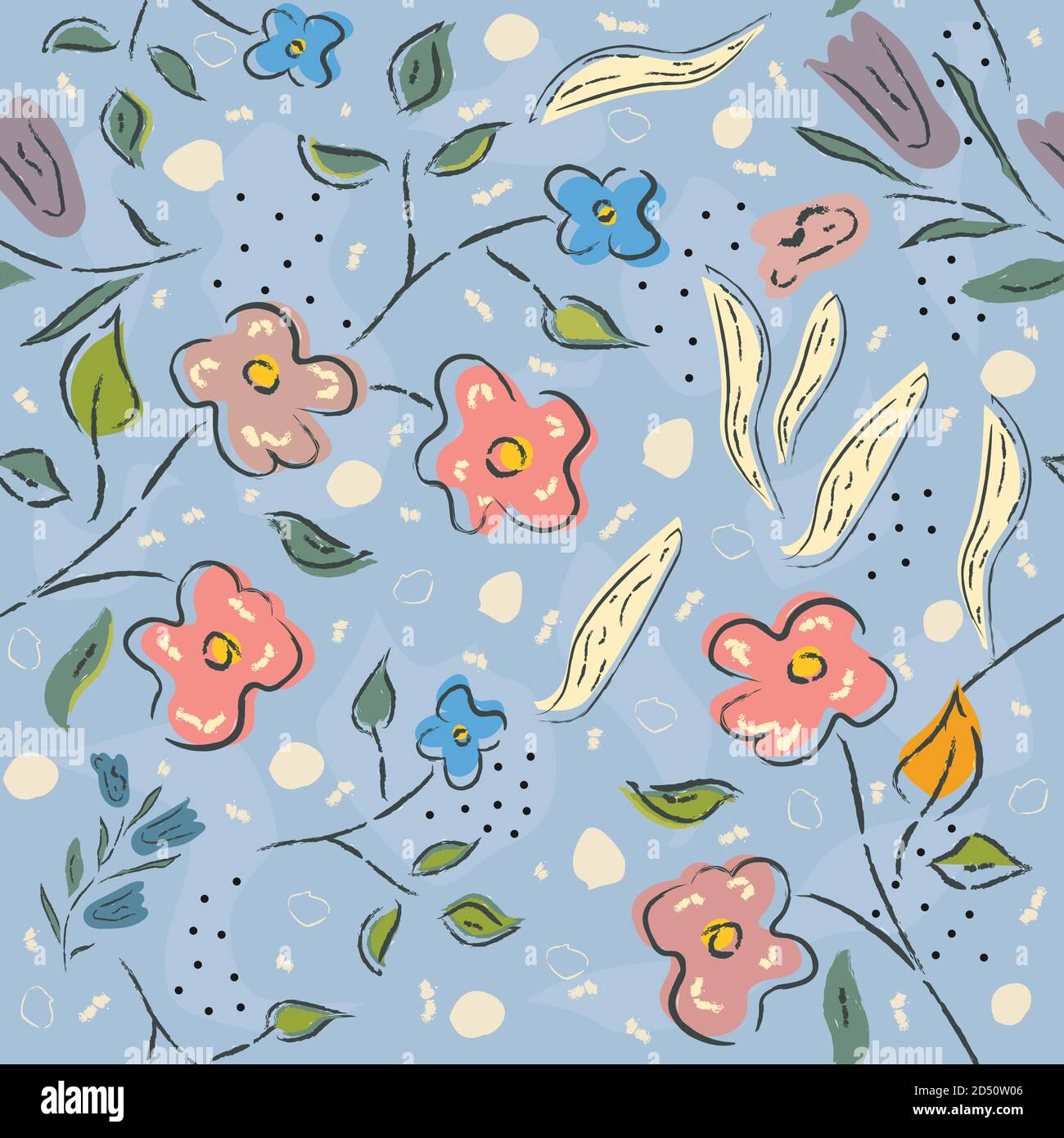 Seamless Floral Pattern. Colorful Design. Vector Illustration Stock ...